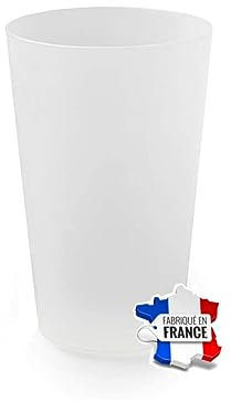 Econline - LOT DE 100 GOBELETS RÉUTILISABLES 30CL - PLASTIQUE POLYPROPYLÈNE RIGIDE - COULEUR GIVRÉE