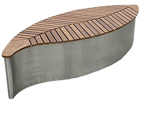 KIZQYN Gartenbank Outdoor Creative Bank Park Square Kunst Bank Edelstahl Blattförmige Bank Hölzerne Latteplatz Seat Outdoor-Lounge-Stuhl ohne Rückenlehne Gartenmöbel