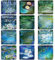 Berkin Arts 12Pcs Cute Square Crystal Glass Strong Magnetic Refrigerator Magnet Fridge Sticker Cloisonnism Green Flower Floral Water Lilies Claude Monet Series