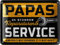 LANOLU Blechschild PAPAS SERVICE - Schild Werkstatt Papa - Geburtstagsgeschenk oder Vatertagsgeschenk Schild für Vater - lustige retro Deko mit Spruch, 15x20 cm