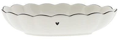 Bastion Collections Bowl Egg Ruffle Heart Keramik weiß schwarz 14x13cm Snack- oder Beilagenschale Keramikgeschirr gedeckter Tisch