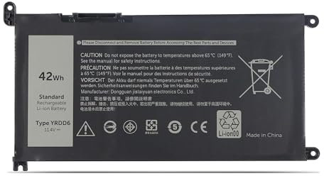 YRDD6 1VX1H Battery for Dell Inspiron 5482 5485 7586 3583 5491 5591 5481 3310 2-in-1 5593 5584 3493 3593 3793 5480 3582 5581 5590 3584 5493 5585 5594 5598 3501 P93G001 VM732 Vostro 3491 [11.4V 42Wh]