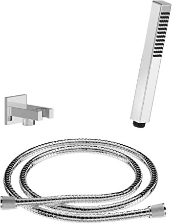 CHRIS BERGEN Brausegarnitur - SET aus Stabhandbrause, Wandanschlussbogen und Brauseschlauch - in Chrom