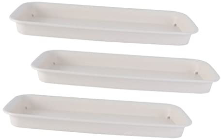 Yardwe Plateaux De Jardinage Rectangulaires pour Pots De Fleurs Et Bonsaï, Lot De 3 Beige pour Protection Intérieure, Empêchant Les Fuites d'eau Et Facile à Nettoyer