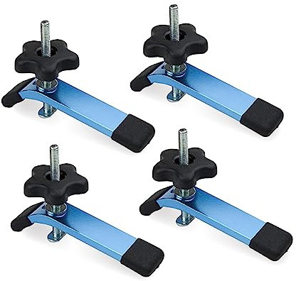 POWERTEC 71168-P2V T-Track Hold Down Clamp, 5-1/2 L x 1-1/8 W, 4 Pack, T Track Clamps for Woodworking