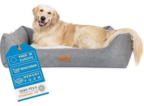 FREUDENTIER® Orthopädisches Hundebett mit edler Steppung - Waschbar - Made in EU & Oeko-TEX® Zertifiziert - Hundekorb für kleine Hunde, mittelgroße Hunde & Grosse Hunde (M)