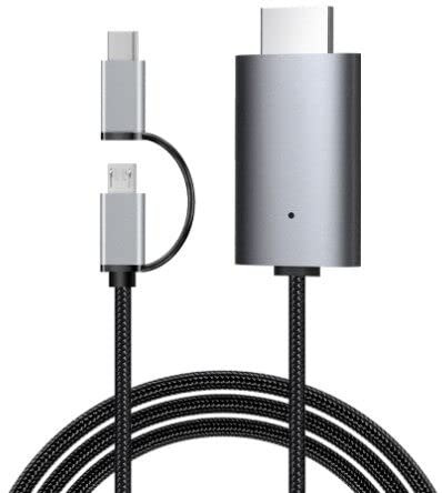 Yolispa 2 in 1 USB/Type C to HDMI-compatible Cable for All phones to TV Projector Mr1 to hdmi-compatible adapter hdmi-compatible cable for phone to tv phone to tv adapter 1080p hdtv mirroring ca