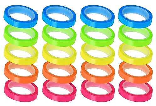 Zasvec Nastro Evidenziatore 20 Rotoli Nastro Colorato Trasparente Nastro Evidenziatore Rimovibilie Scrivibile Nastro Adesivo Decorativo Nastro Fluorescente Adesivo Nastro Fluorescente Rimovibilie