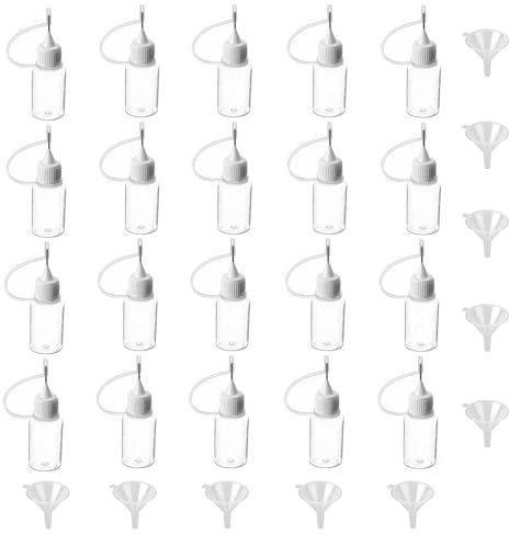 SKYPRO 20 Pcs Needle Tip Glue Bottle Applicator DIY Quilling Tool Precision Tip Glue Plastic Liquid Dropper Bottles(10 ml)