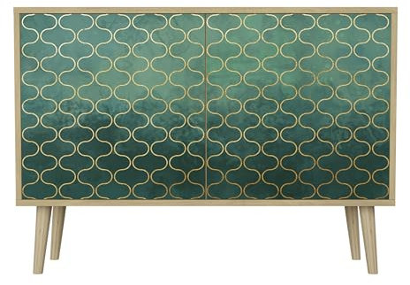 HEALANCY Kommode mit 2 Türen - Sideboard - Schrank - Komodenschrank - Highboard - Kleiderschrank Möbel - Flurkommode - Wohnzimmer Schlafzimmer Esszimmer Buche - Riva-Eiche