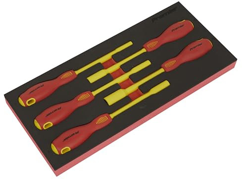 Sealey Premier TBTE08 Steckschlüssel-Set mit Werkzeugablage, VDE-geprüft, isoliert, 5-teilig