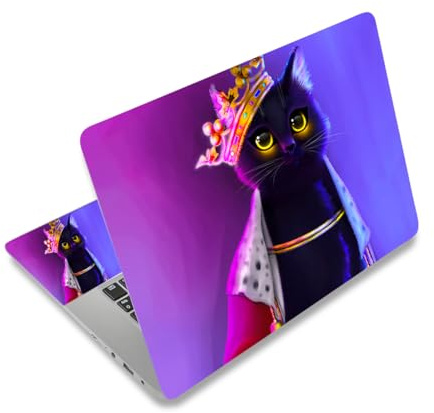 ARTSO 12 13 14 15 15.4 15.6 Inches Laptop Skin Sticker Decal Universal Netbook Skin Sticker Reusable Soft Notebook Art Protector Cover Decal, Purple Cat