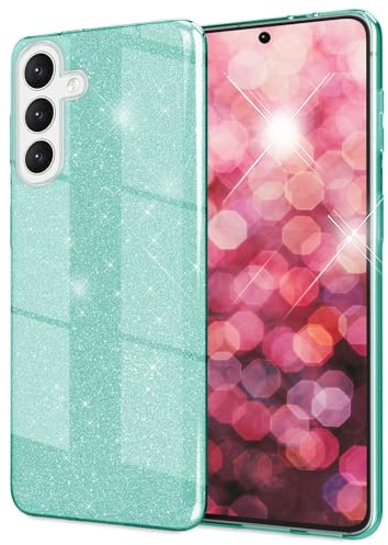 NALIA Glitzerhülle für Samsung Galaxy S24 Plus - Hülle, Eisminze | Partikel fest im Material eingeschlossen, 3-Schicht-Schutzaufbau mit Hardcase-Kern, Erhöhter Kamerarand, SHINEPOP