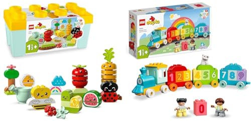 LEGO 10984 DUPLO My First Biogarten Bausteine-Box & 10954 DUPLO Zahlenzug - Zählen Lernen, Zug Spielzeug, Lernspielzeug für Kinder ab 1, 5 Jahren, Baby Spielzeug für Mädchen und Jungen