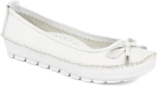 Leather Ballet Pumps - White Size 5