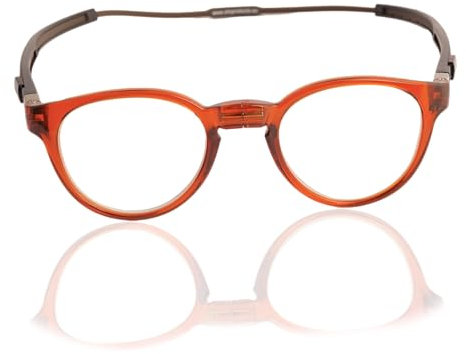 CliC Eyewear - Tube Pantos - Dunkelorange/Kaffee (+1,5) - Flexible magnetische Lesebrille - Lesebrille für Herren/Damen - Mit Magnet - Made in Italy