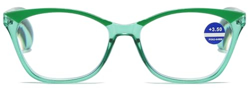 MAGIMODAC Damen Lesebrille Cateye Katzenaugen Blaulichtfilter Federscharnier Lesebrillen Lesehilfe Sehhilfe Grün 1.50