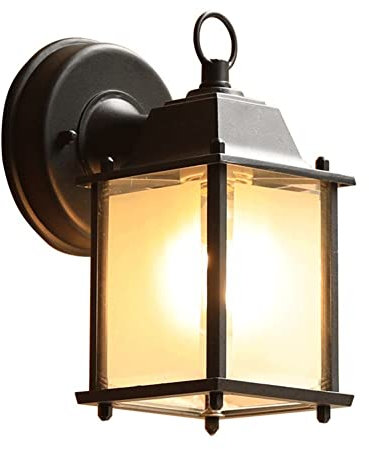 LUOYAOB Wandlampe Außen Retro Wandleuchter für draußen Scheune Bauernhof Wandleuchte Exterior Waterproof Patio/Porch Wandlaterne mit transparentem Glasschirm Haustür Garage Eingang(Frosted Glass)