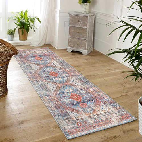 KIZYRQ Teppich Läufer für Flur Küche 60x180cm rutschfest Waschbar Teppichläufer, Polyester Dauerhaft 6mm Dicke Küchenläufer, Moderner Flurteppich für Wohnzimmer Schlafzimmer Korridor Kitchen