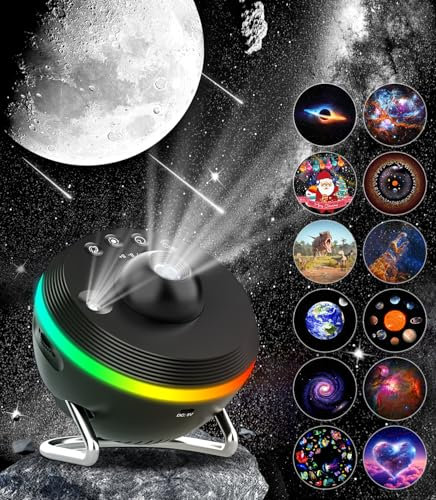 Galaxy Projektor mit 2 Ultra HD Objektiven, Meteor Star Projektor Galaxy Light mit buntem Nachtlicht & Timing, Home Planetarium Projektor für Entspannung, Studium, Meditation, Stressab