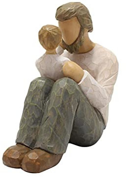 Rurunklee Father and Son Statues, Sculpted Hand-Painted Figure, Family Figurines, Resin Ornament Sculpture Craft for Home Bedroom Living Room Tabletop Décor