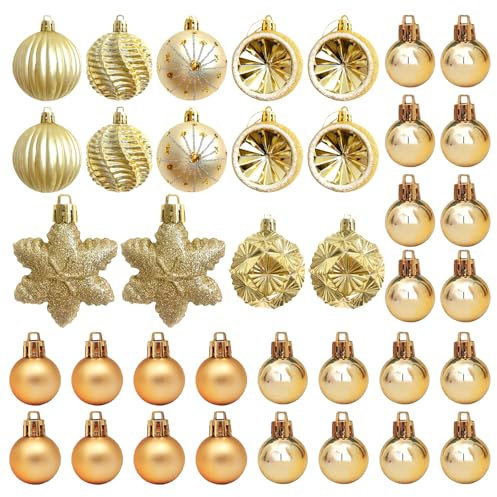 38 Pcs Gold Christmas Baubles,Christmas Tree Baubles, 6CM Shatterproof Gold Baubles,Xmas Tree Hanging Ball Ornaments,Giant Xmas Balls for Wedding, Party, Wreath