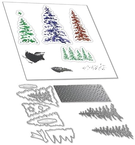 2024 Neue Metall Schneiden Sterben Und Stempel Set,Weihnachten Silikon Klar Stempel Für DIY Geburtstage Scrapbooking Kunst Handwerk Supplies Stamping (Z9324-stempel und Stanzformen Set)