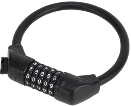 Hihaha Antivol De Vélo/Cadenas De Vélo Câble en Spirale pour VTT/Câble De Vélo Réinitialisable À 5 Chiffres en Acier Abs PVC 40Cm / 1 Pc Noir