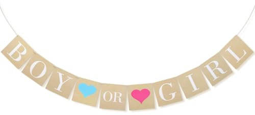 Girl or Boy Babyparty Banner Gender Reveal Party Deko Girlande für Jungen oder Mädchen Baby Shower Kraftpapier Banner Gender Reveal für Schwangere Mutter Geschenk Partypapier Dekoration