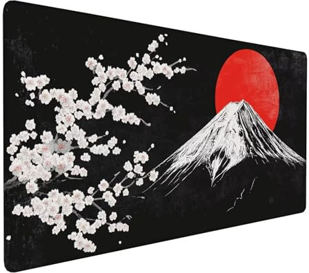 Grand Tapis de Souris Japon Tapis de Souris XXL 600 x 300 x 3 mm, Montagne Tapis de Souris Gamer, Tapis Bureau Antidérapant Étanche, sous Main Souris à Bords Cousus pour Gamer, Maison et Bureau Y-786