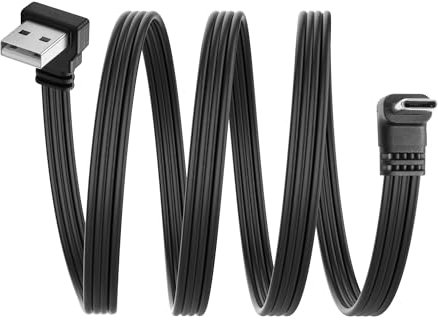 JSADZKJ Câble 90 degrés USB A vers USB C 2.0 Cordon de chargeur Câble USB plat à charge rapide 2A 480Mbps pour téléphone,d'ordinateur portable 50CM/1.6Ft (USB A Bas vers Type C Haut/Bas)