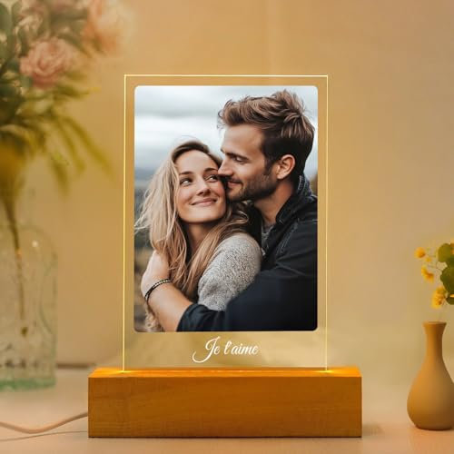 Kasofong Cadeau Femme Personnalisé, Cadre Photo Personnalisé, Cadre Personnalisé avec Photo, Cadre Lumineux Personnalisable, Cadeau Noel Femme