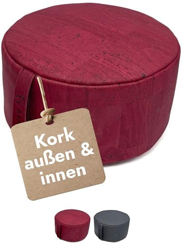 beneyu® Meditationskissen 𝒂𝒖𝒔 𝑲𝒐𝒓𝒌 - Made in EU (𝐏𝐨𝐫𝐭𝐮𝐠𝐚𝐥) - Wasserabweisendes & Formstabiles Kork Yogakissen - Yoga Zubehör & Meditation (Bordeaux)