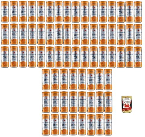Italian Gourmet Aranciata Zero Limonata 72 x 33cl Orangenbrause ohne Zucker | Gusto agrumi frizzante; kalorienarm, erfrischend gekühlt, pratico Vorrat, Gesamtnettogewicht 23,76 L + Kostenlos Polpa 400g