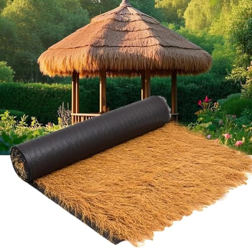 Toit De Paille De Palmier Artificielle Pour Tiki Bar,0 Entretien Chaume Artificiel En Rouleau Imperméable à L'eau Pour Pergolas,Piscines Et Jardins|Toit De Chaume Synthétique(Size:1*5m(3.2*16.4ft))