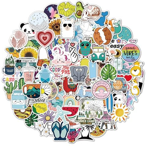 100 Pack Waterproof Vinyl Stickers for Kids & Teens - Aesthetic VSCO Stickers for Water Bottles, Laptops, Hydro Flasks - Cute Durable Decals for Girls (No Duplicates)