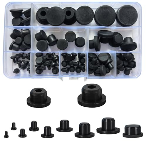 Weqeyent 82 Pcs 11 Sizes Silicone Hole Plugs, T-Shaped Stoppers, Black | Hole Seal Cover, Round Rubber Stopper, Plastic Hole Plugs Set, Waterproof Sealing Plug Pipes (3-20mm)