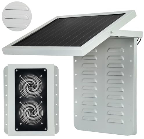 Solar Shipping Container Vent with 15W Adjustable Solar Panel, 2 Fans, Weatherproof Design, Easy Install, Efficient Ventilation, Prevent Condensation & Overheating in Cabins, Sea Cans, Offices, Homes