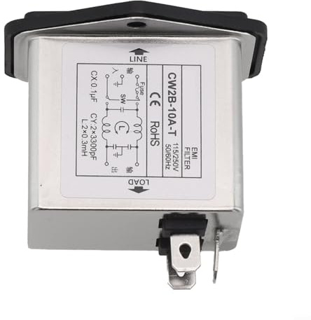 Zilimontt IEC Steckdosenfilter mit Lichtsicherheitsschalter, Entstörfilter zur Reduzierung von Störungen in Kommunikation, Mechanik und Strom (CW2B-10A-T)