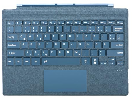 QWERTZ Deutsches Layout Tastatur für Microsoft Surface Pro 7+ Pro 7 Pro 6 Pro 5 Pro 4 Pro 3 (12.3 Zoll), Bluetooth Type Cover,Touchpad, USB-C-Aufladung, Backlit (Saphirblau)