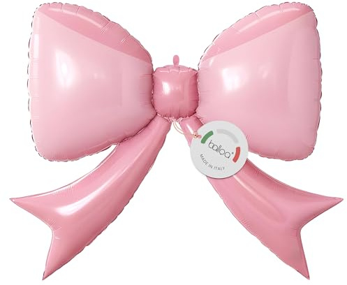 balloa Folienballon Schleife rosa, XXL Deko zur Geburt Mädchen, 90 cm | Elegante rosa Schleife, XXL-Formballon, heliumgeeignet, ungefüllt, stilvolle Deko für Babyparty und Geburt