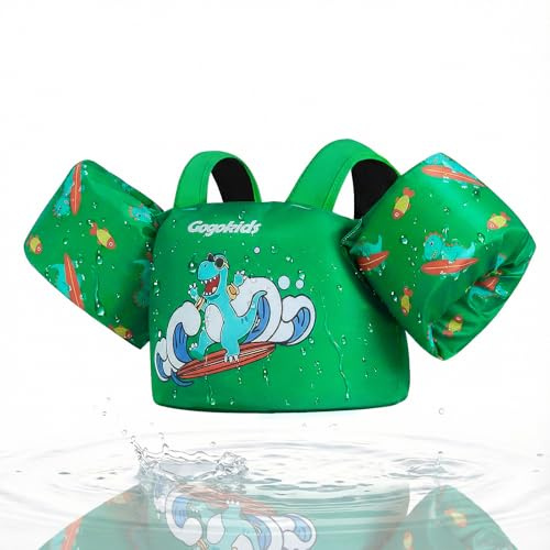 Gogokids Kinder Schwimmflügel Schwimmweste für Babies - Komfortable Schwimmhilfe mit Armbänder für Kinder von 1-6 Jahren,24-66lbs/11-30kg, Schwimmtraining Jacke mit Sicherheitsschnalle & Armärmeln