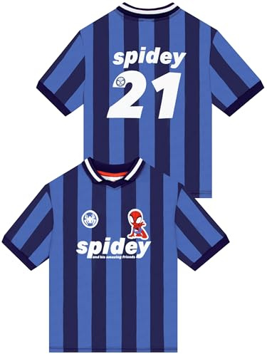 Marvel T-Shirt, Maillot De Football Spidey Et Ses Amis Extraordinaires, T-Shirts Spider-Man pour Garçon, Vêtements pour Garçon, Bleu 2-3 Ans