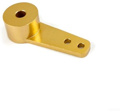 Aluminium Alloy Rudder Arm Single Mount for RC Model Car Boat, Gold Steering Tiller Linkage with 3mm 4mm 5mm Bore Adapter and DC Motor Crank Connector(5.1mm)