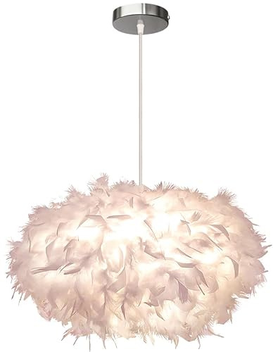 PETITES ECREVISSES Design Pendelleuchte Weiß Federn Hängelampe Ø45cm mit E27 Lampenfassung für Wohnzimmer Esszimmer Schlafzimmer, 40W