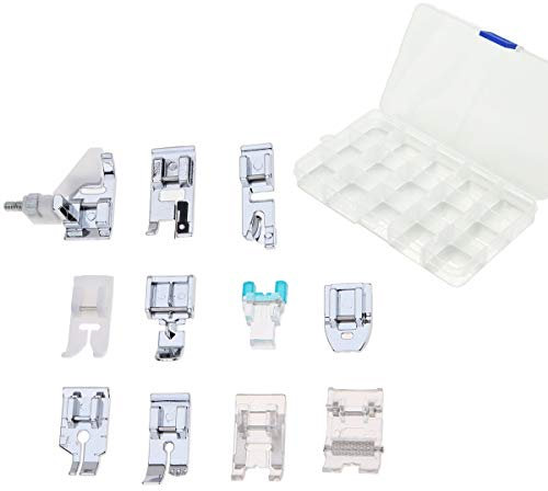 JZK 11 Stück Nähmaschine Haushaltszubehör-Set mit Aufbewahrungsbox, Nähfuß Ersatzteil-Kit für Nähmaschine Sänger Bruder Janome Toyota Elna AEG