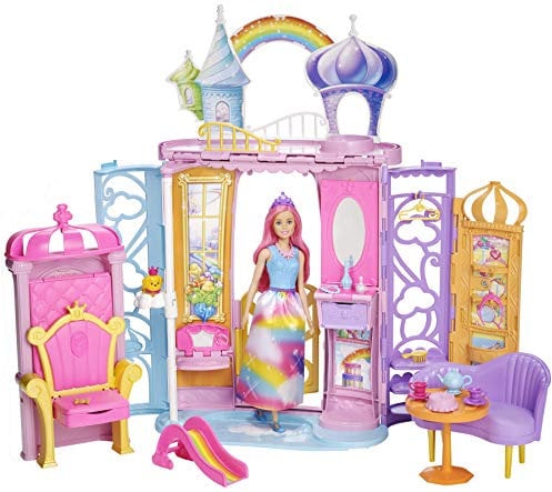 Mattel Barbie FRB15 Dreamtopia Regenbogen-Königreich Schloss und Puppe