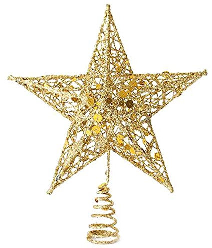 Christmas Tree Topper, Wire Gold Tree Star for Chirstmas Decoration (7.8 in)