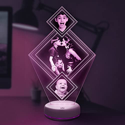Lampephoto.fr - Personalisierte LED Fotolampe mit Foto und Text. Geschenke für Männer. Vatertagsgeschenk. 3D Lampe mit Bild. Vater Geschenke für Papa