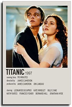 Shenywell Wanddeko Poster Retro Movies 90s Room Aesthetic Titanic Print Bild Gemälde für Wohnzimmer Schlafzimmer Dekoration 30x40cm Kein Rahmen